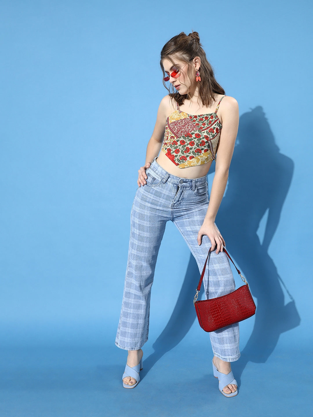 Berrylush - Scarf Top - Gorgeous Yellow Floral Scarf Top - - 05b7d5c3-d5e3-4e42-8699-2924e1875ecf1641552999523-Berrylush-Women-Red-Multi-Floral-Print-Hanky-Hem-Cami-Top-25-2