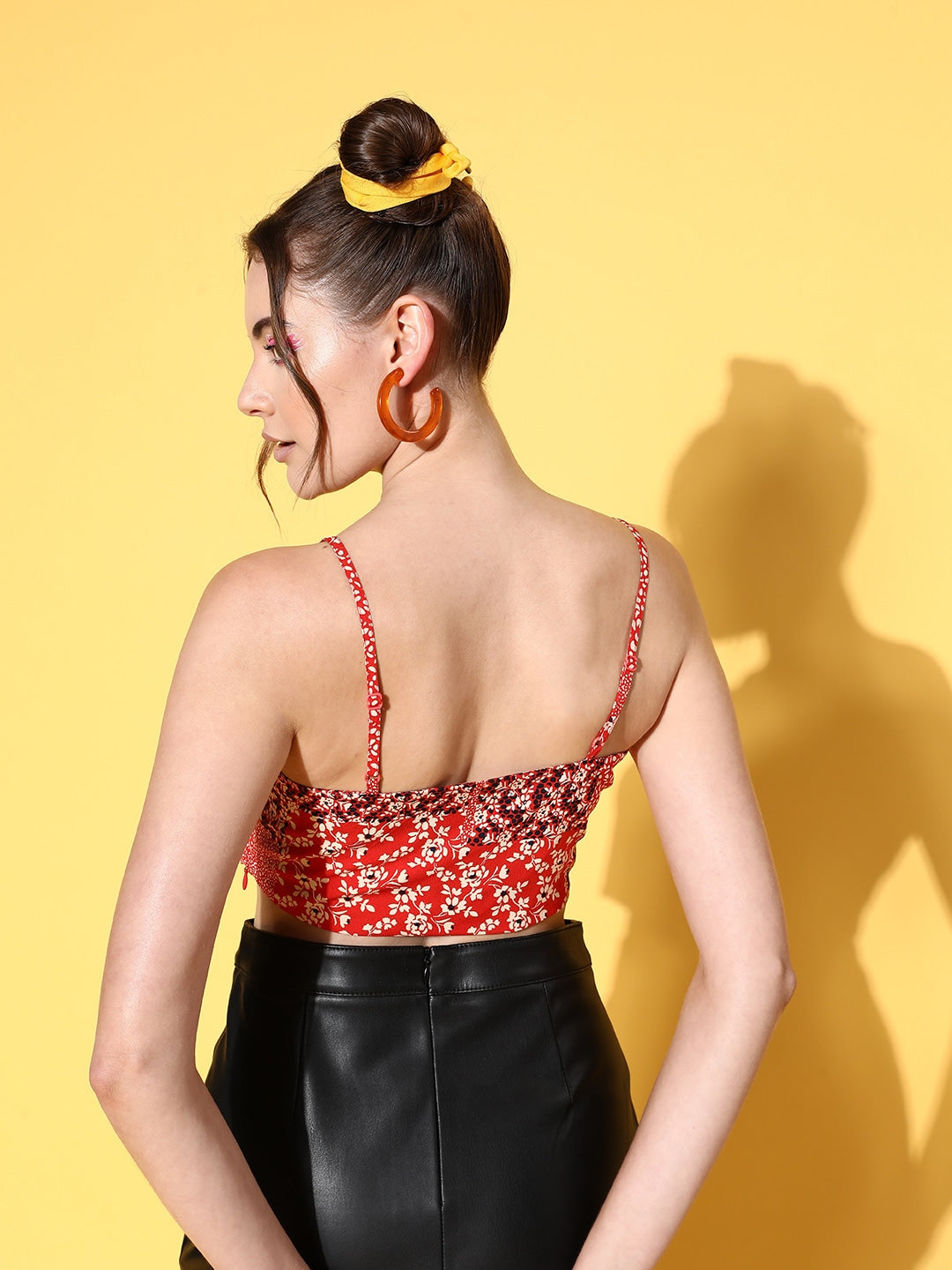 Berrylush - Scarf Top - Red Floral Spaghetti Scarf Top - - 1ed15991-49dc-485c-906a-263f47aa98641663663039745-Berrylush-Women-Red-Printed-Shoulder-Straps-Fitted-Crop-Top--3