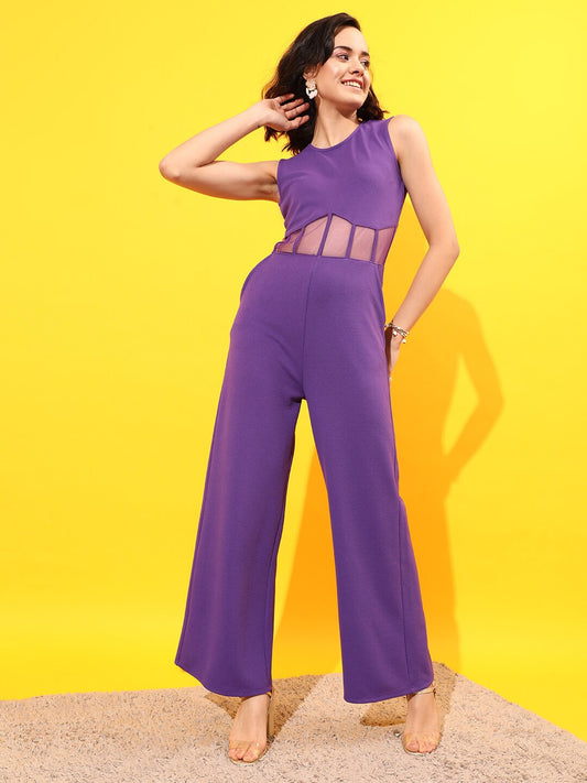 Berrylush - Jumpsuit - Round Neck Basic Corset Jumpsuit - Purple - 2059276a-be4a-4183-a6a2-691dbc5b73541676115571828Jumpsuit1
