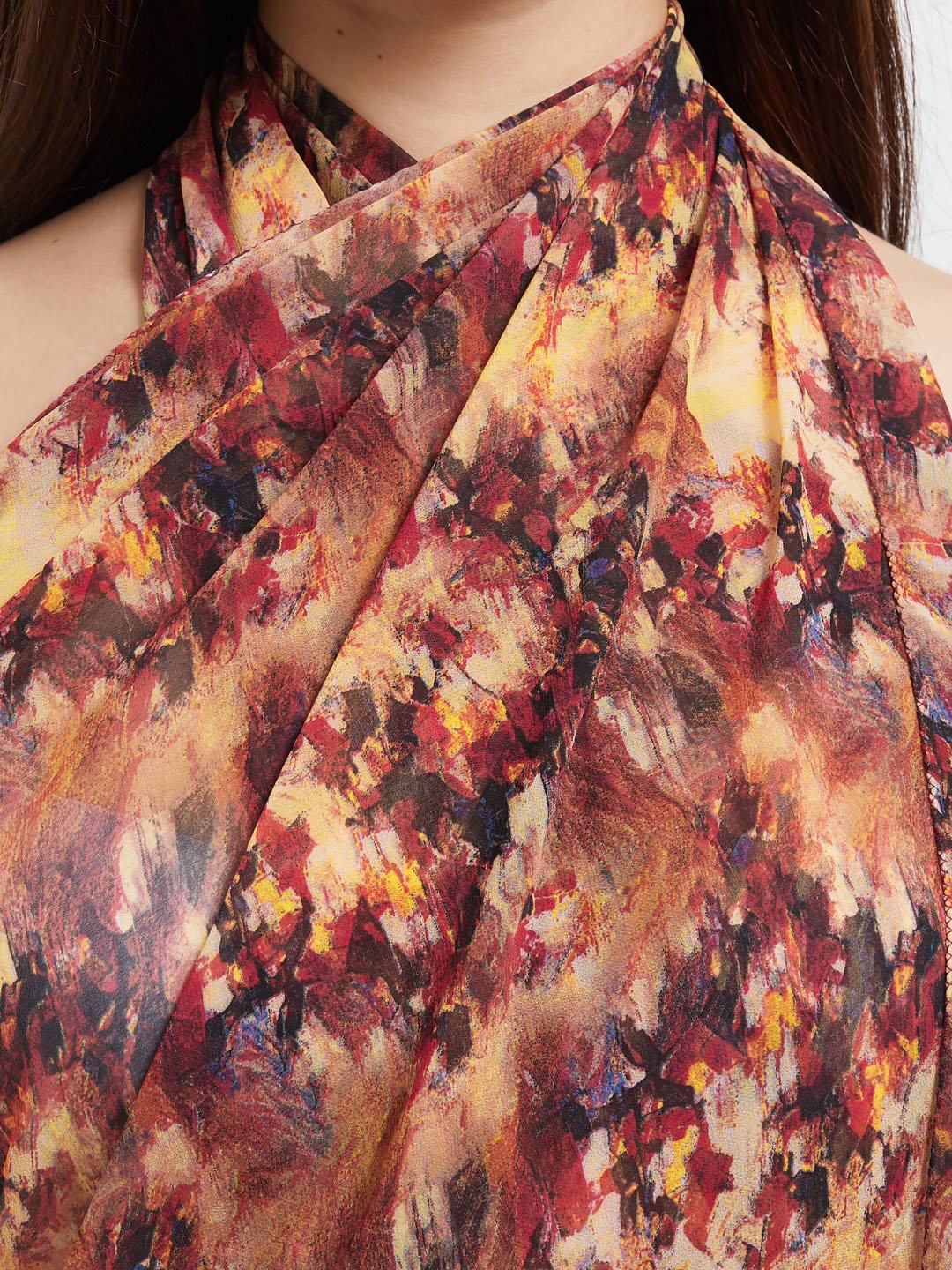 Brown Abstract Printed Sarong