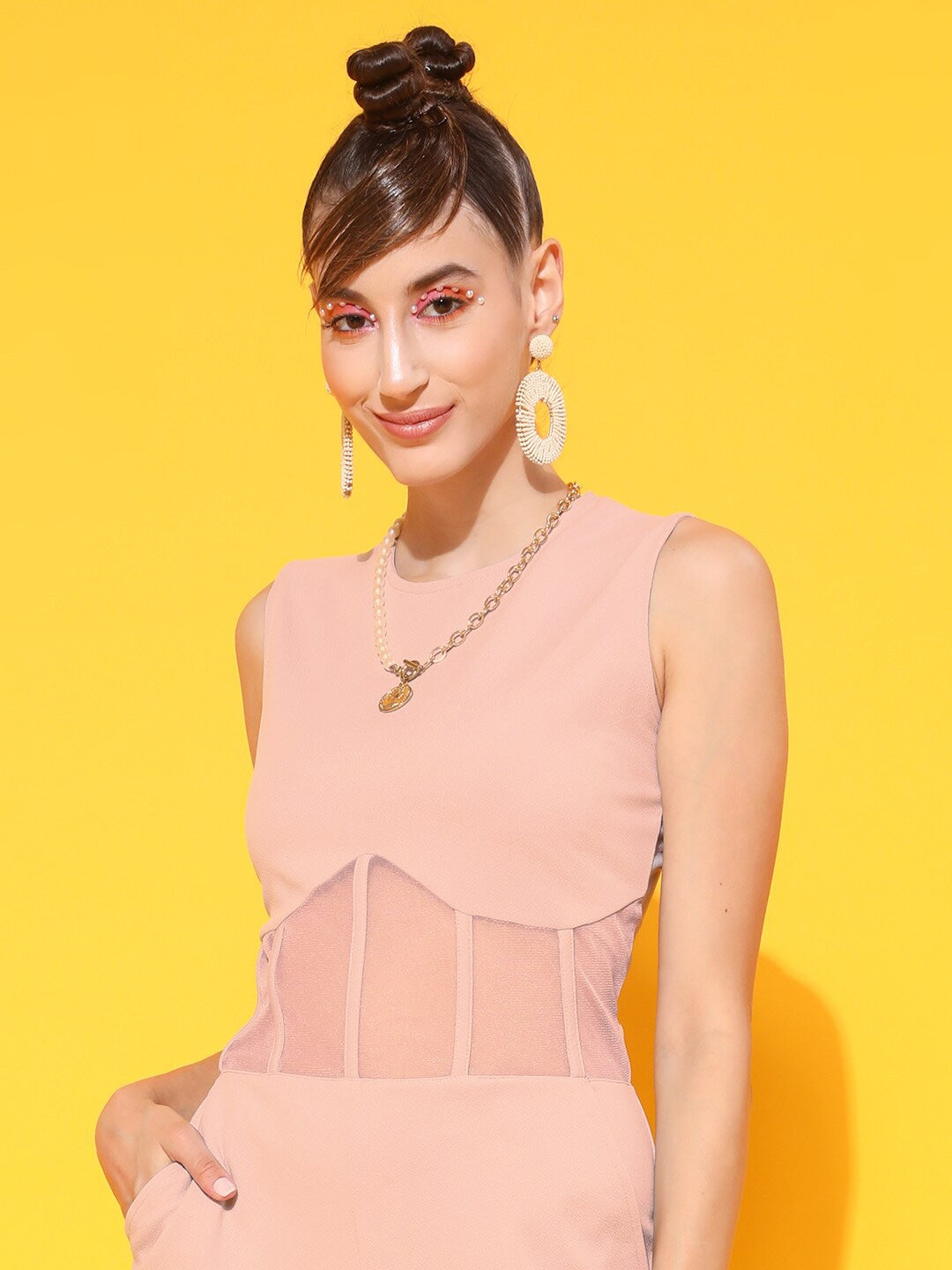 Berrylush - Jumpsuit - Round Neck Basic Corset Jumpsuit - Pink - 3748abd5-e272-4f3d-919f-8d4a8d355b201654259439098STREET9PinkCapriJumpsuit2