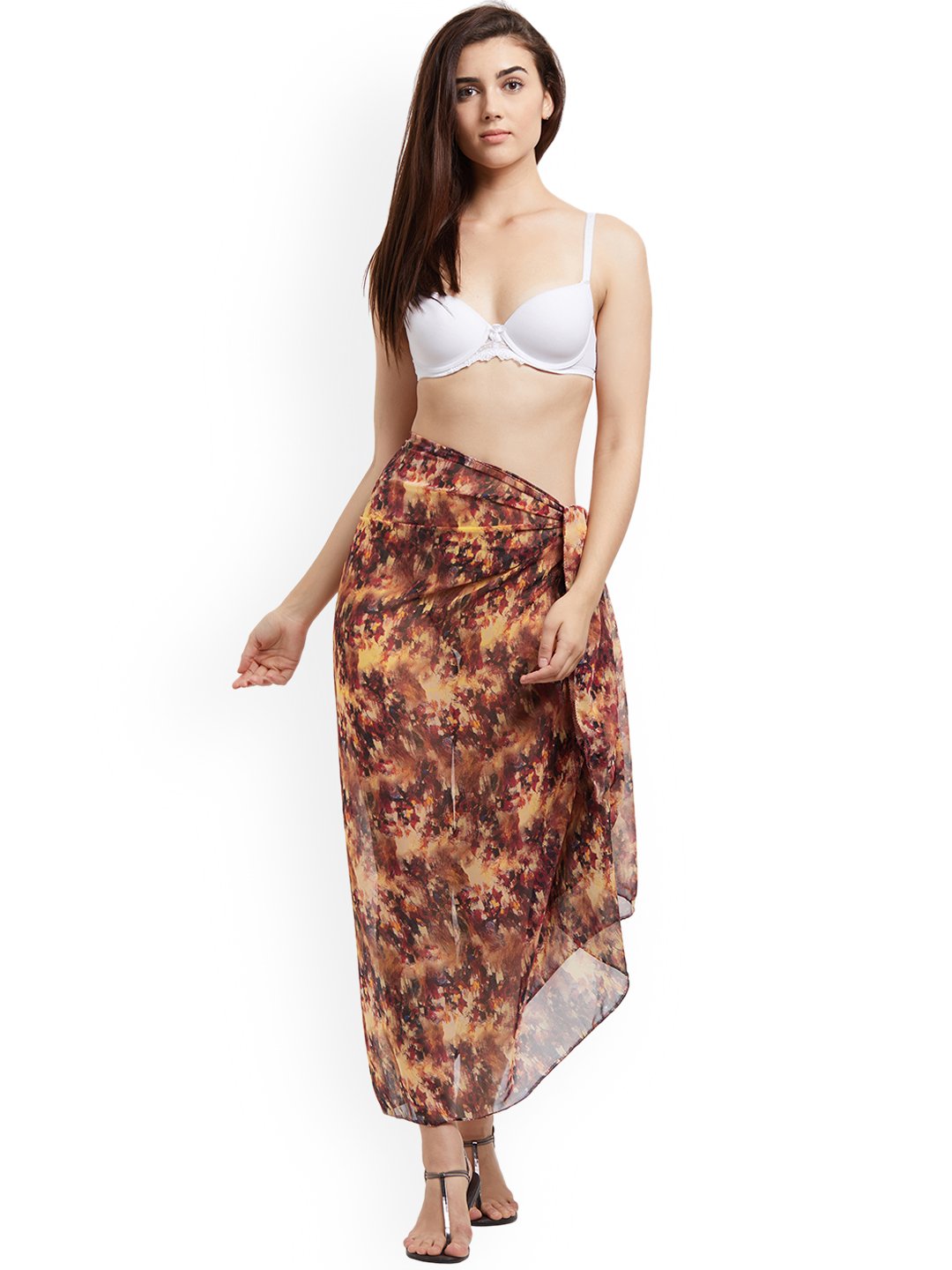 Brown Abstract Printed Sarong