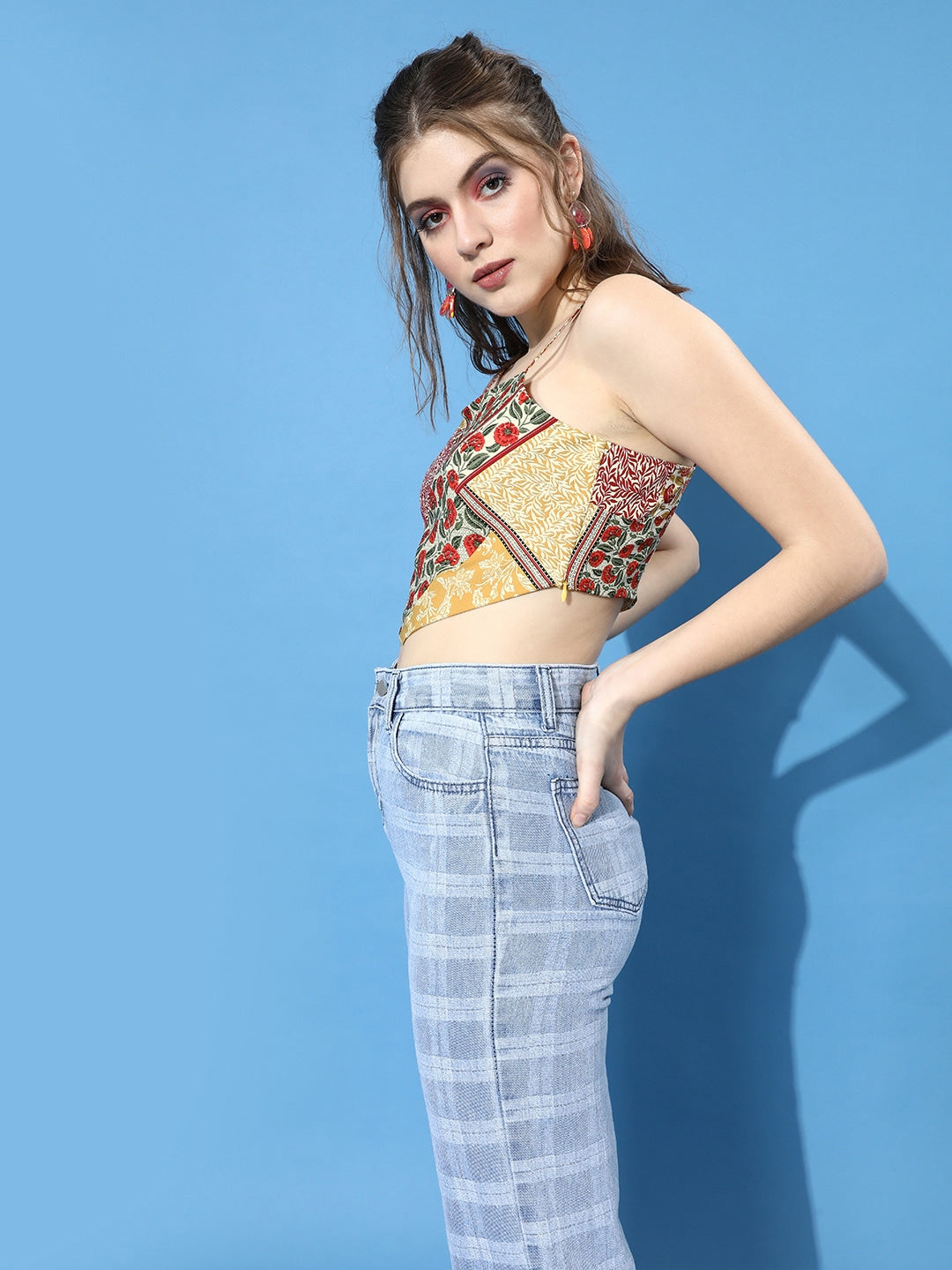 Berrylush - Scarf Top - Gorgeous Yellow Floral Scarf Top - - 5f59403c-b1ee-4428-a2b5-c07097caa66c1641552999515-Berrylush-Women-Red-Multi-Floral-Print-Hanky-Hem-Cami-Top-25-3