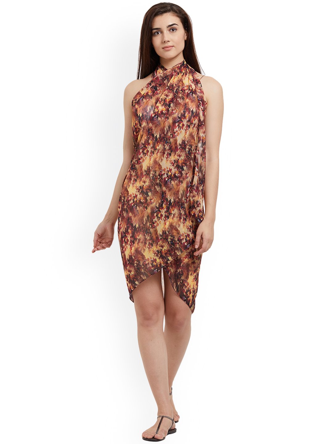 Brown Abstract Printed Sarong