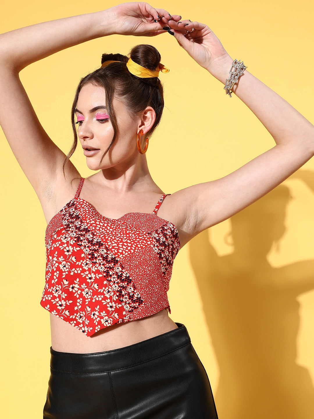 Berrylush - Scarf Top - Red Floral Spaghetti Scarf Top - - 75e4a102-970f-4820-a4dc-fde7c55093a91663663039764-Berrylush-Women-Red-Printed-Shoulder-Straps-Fitted-Crop-Top--2