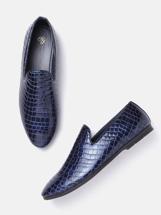 Mango - Shoes - Men PU Slip-Ons - Navy - 7f1474cd-c7e8-4103-bfb6-9733059403281640758020604-House-of-Pataudi-Men-Blue-Textured-PU-Slip-Ons-6811640758020-1
