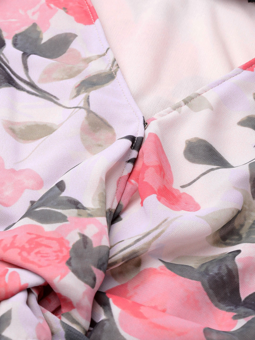 SASSAFRAS - Twisted Crop Top - Beige & Pink Floral Crop Top - - 8383bb87-ef0c-46c8-ad4d-97f0c32035871580275490785-SASSAFRAS-Women-Beige-Printed-Blouson-Top-7061580275489373-2