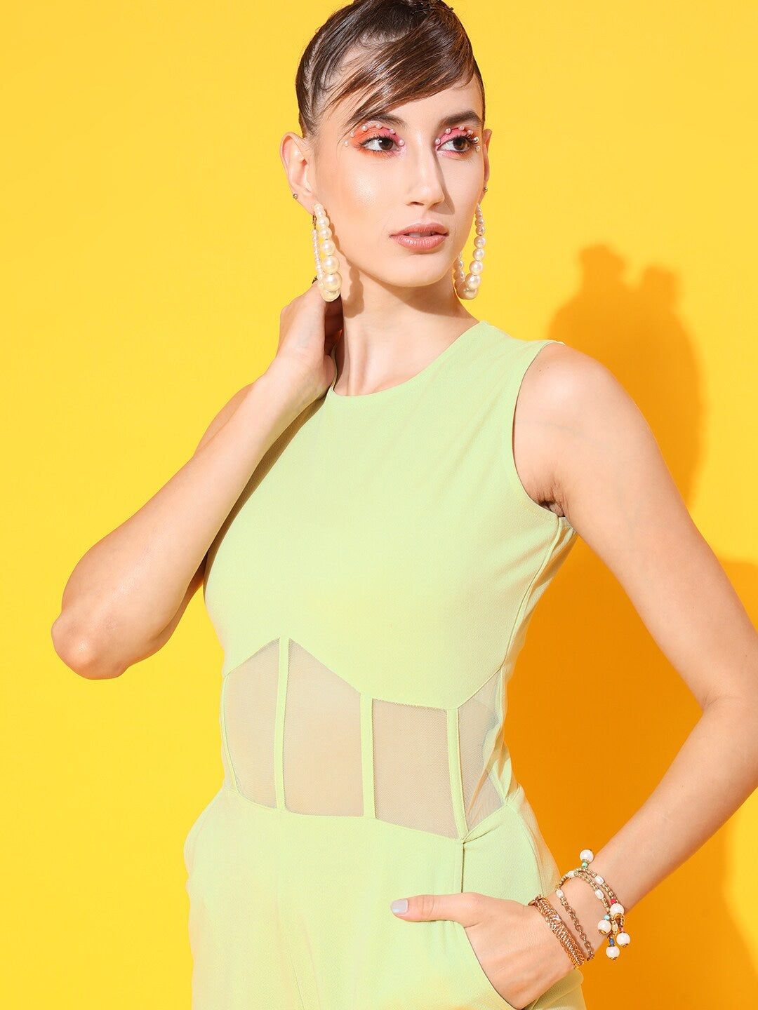 Berrylush - Jumpsuit - Round Neck Basic Corset Jumpsuit - Lime - 94d5857e-4816-4fc6-9699-25661d6a3bbe1654257525812STREET9LimeGreenBasicJumpsuit2