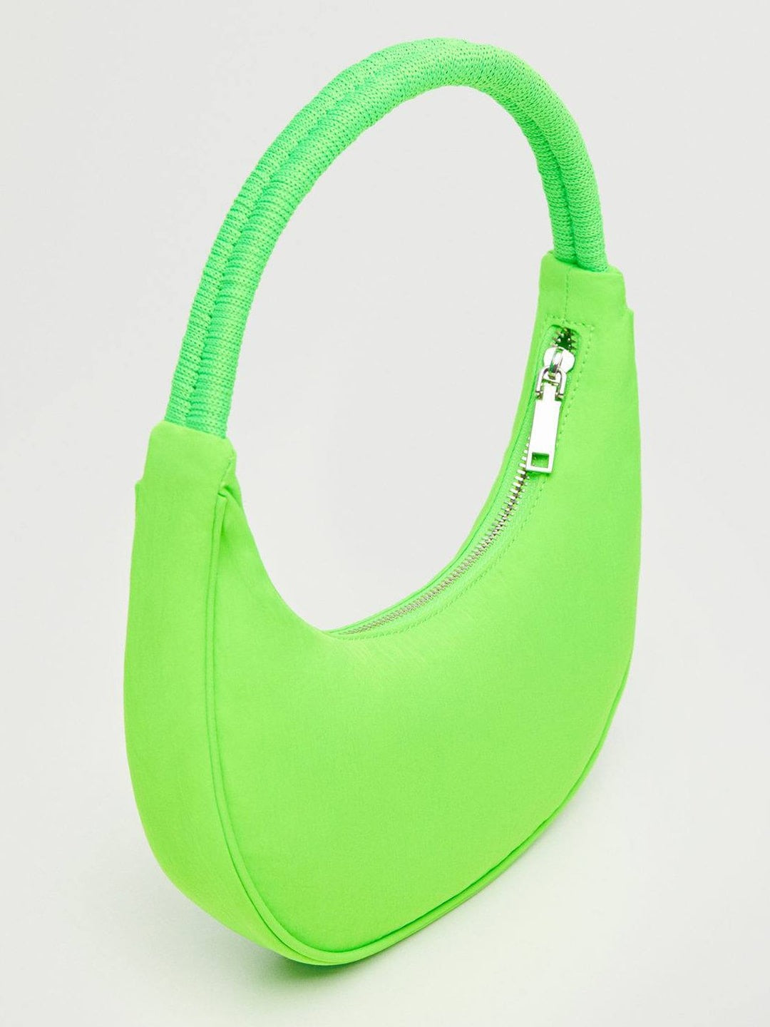 MANGO - Handbag - Half Moon Style Baguette Bag - Green - 96d1dc0b-4b43-4ab5-91be-7d2d3897bc571668426330953-MANGO-Neon-Green-Solid-Half-Moon-Baguette-Bag-24716684263306-3