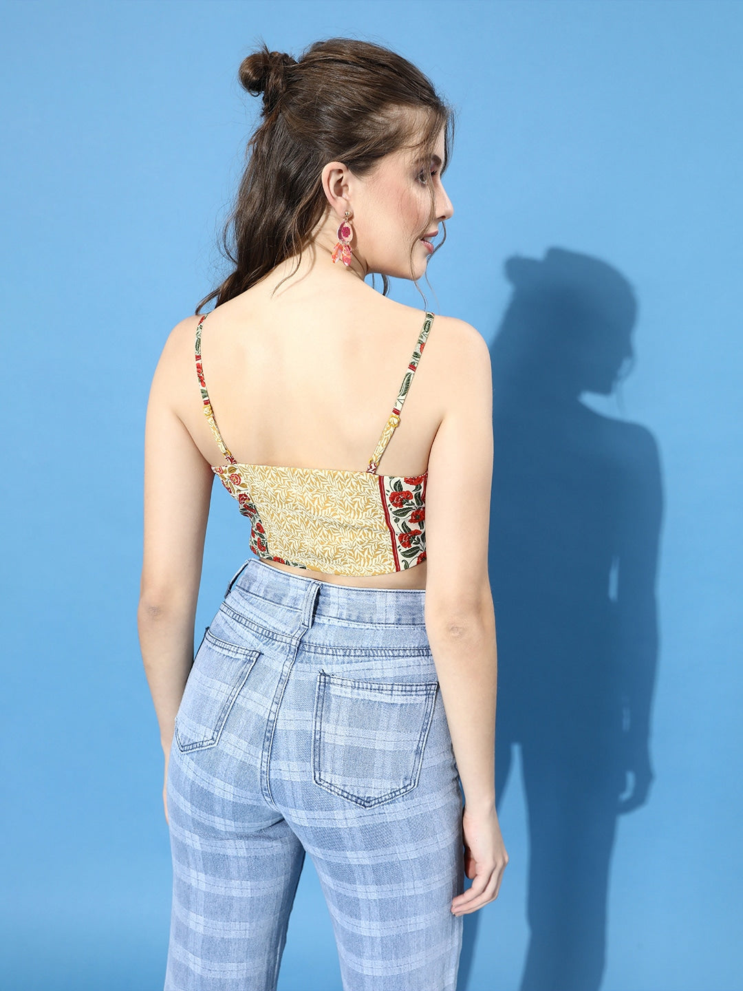 Berrylush - Scarf Top - Gorgeous Yellow Floral Scarf Top - - 9edadd34-9800-402c-81fa-6a1a8553c8861641552999491-Berrylush-Women-Red-Multi-Floral-Print-Hanky-Hem-Cami-Top-25-5