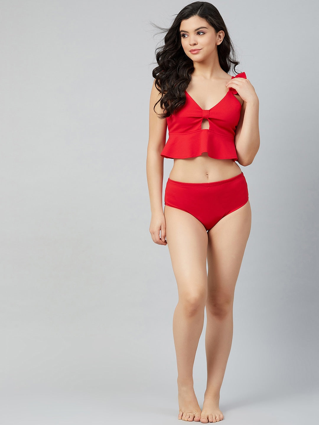 Athena - Swimwear - Red Solid Two-Piece Swim Set - - cef4f6a9-b186-449a-b299-04352e5d34131666262411875-Athena-Women-Red-Solid-Two-Piece-Swim-Set-9631666262411447-11