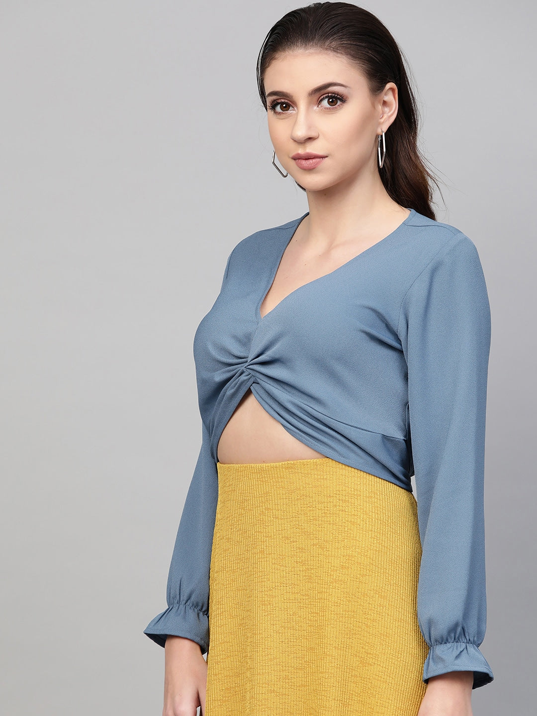 SASSAFRAS - Twisted Crop Top - Blue Solid Twisted Cropped Top - - d1fb52d2-5023-41ee-83ea-1d780590ab521580191182072-SASSAFRAS-Women-Blue-Solid-Top-3021580191180604-3