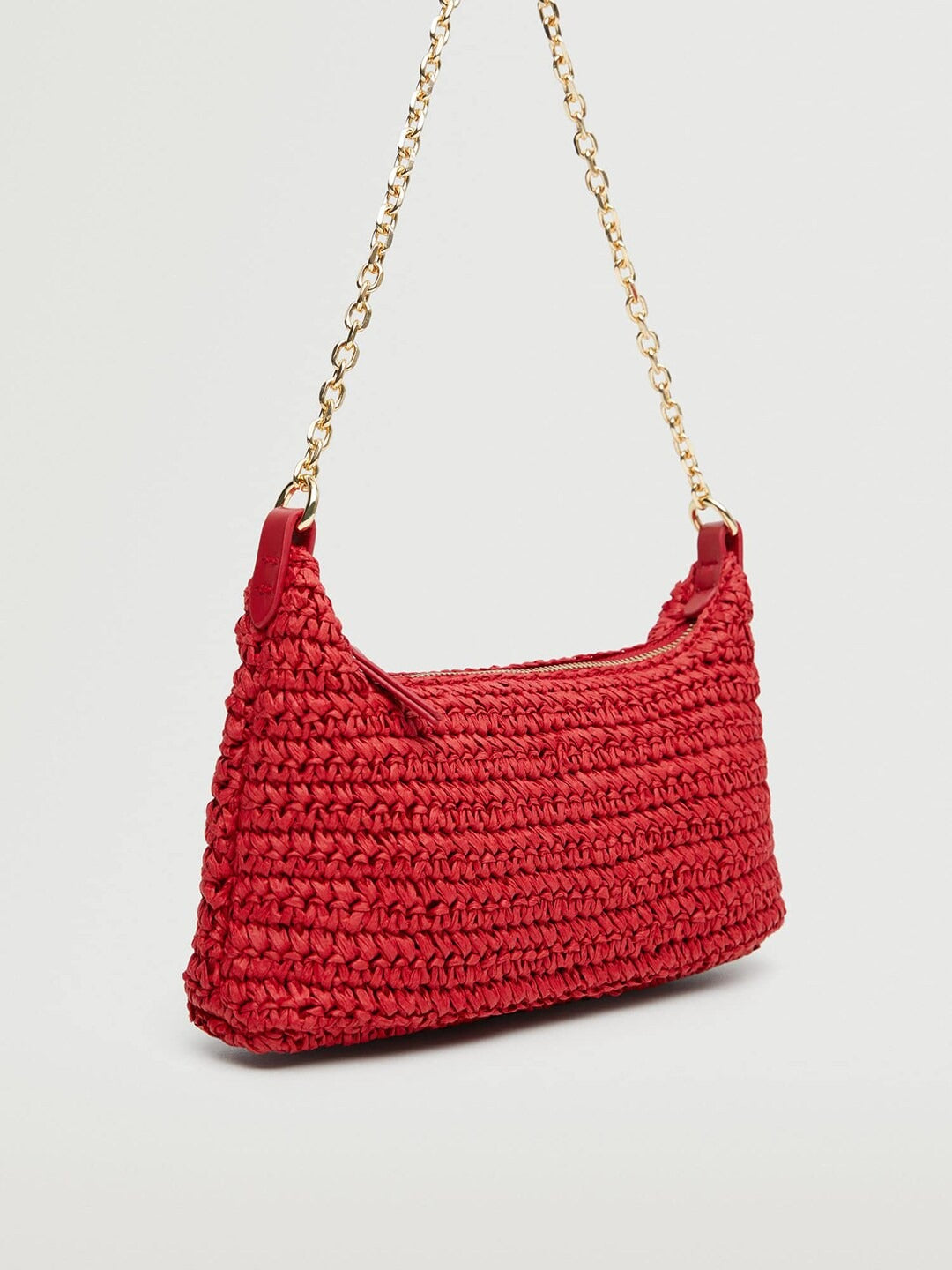 MANGO - Handbag - Basket Woven Shoulder Bag - Red - fcd7f0ac-aaa5-44ad-981e-9999021f71601668427429229-MANGO-Women-Rust-Red-Structured-Raffia-Shoulder-Bag-54116684-3