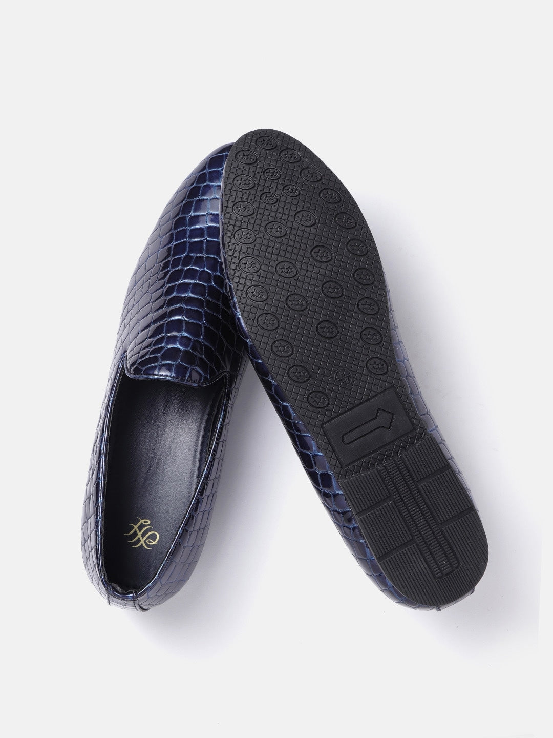 Mango - Shoes - Men PU Slip-Ons - Navy - ff7d8615-4169-4013-989e-7b8eadba4ded1640758020585-House-of-Pataudi-Men-Blue-Textured-PU-Slip-Ons-6811640758020-3