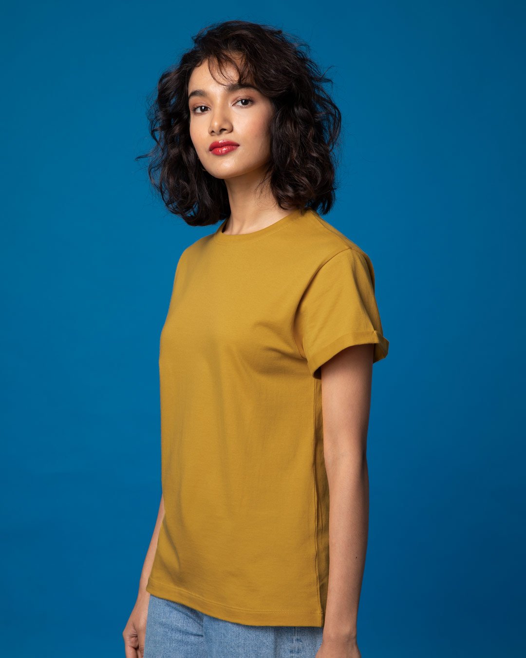 StarApps - Tshirts - 100% Cotton Blank T-shirts - for her Mustard Yellow - mustard-yellow-boyfriend-t-shirt-women-s-plain-boyfriend-t-shirts-196427-1554208694