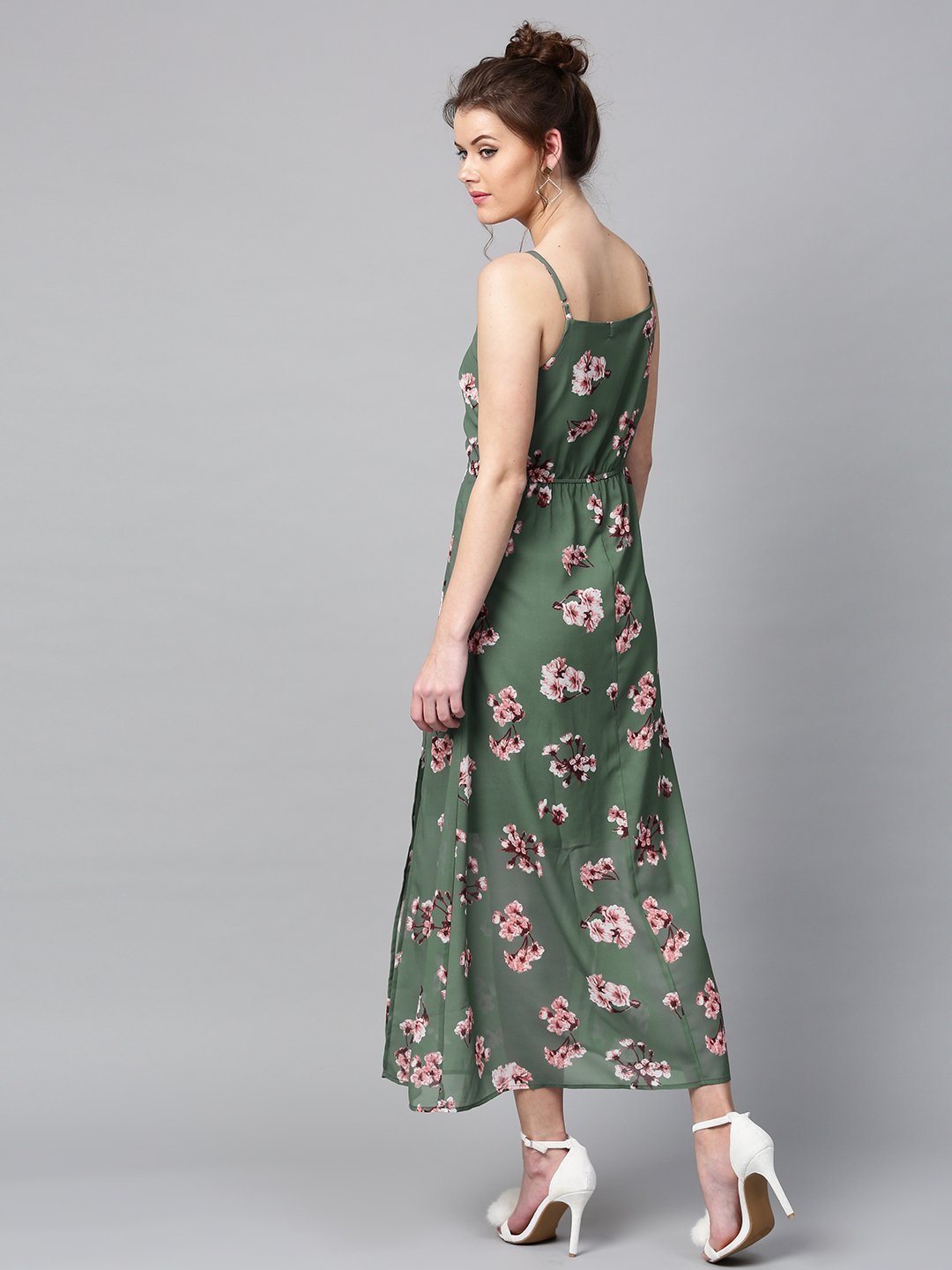 Dress Star - Dress - Floral Printed Maxi Dress - Green And Pink - 11518700866918-SASSAFRAS-Women-Green-Printed-A-Line-Dress-9691518700866752-4_f6c18bb8-9d5a-48c5-8807-62a4f89cea9b