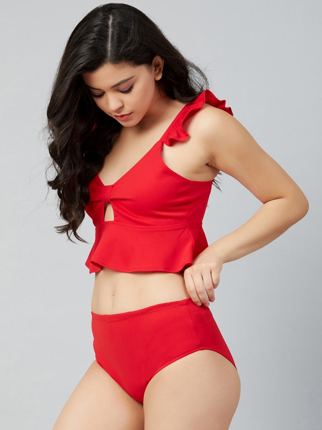 Athena - Swimwear - Red Solid Two-Piece Swim Set - - 2ddbe3d8-0a0f-4431-8ded-f56481fef9431666262411901-Athena-Women-Red-Solid-Two-Piece-Swim-Set-9631666262411447-6