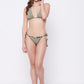 SECRETS BY ZEROKAATA - Swimwear - Green Printed Bikini Set Sarong - - 46336dc0-ceb5-4312-83b0-69569069b42e1640257604067OliveGreenSolidGatheredHalterNeckBikiniSetWithAbstractPrintS6