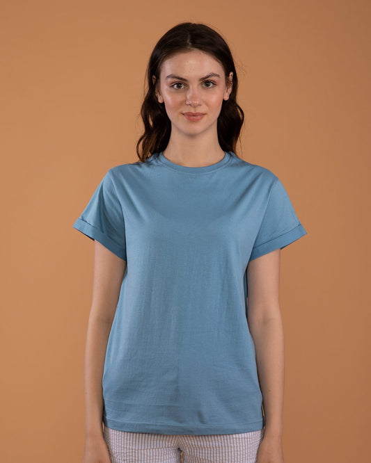StarApps - Tshirts - 100% Cotton Blank T-shirts - for her Island Blue - island-blue-boyfriend-t-shirt-women-s-plain-boyfriend-t-shirts-209193-1548942557