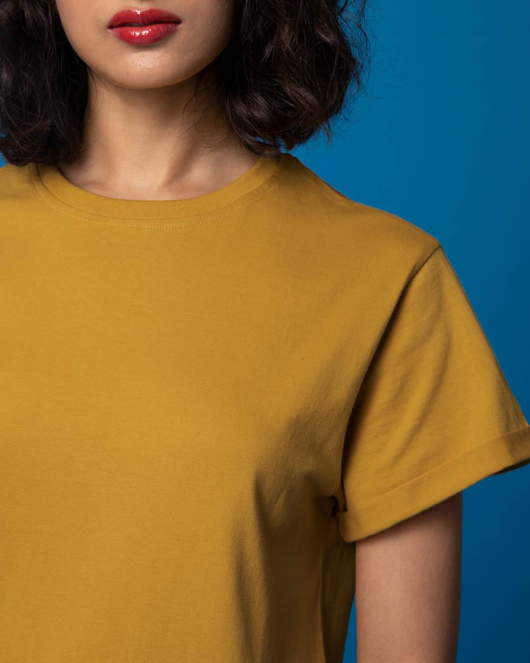 StarApps - Tshirts - 100% Cotton Blank T-shirts - for her Mustard Yellow - mustard-yellow-boyfriend-t-shirt-women-s-plain-boyfriend-t-shirts-196427-1554208701